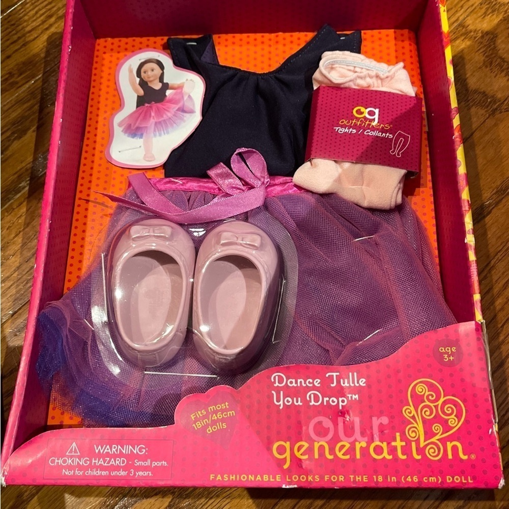 Our Generation Dance Tulle You Drop Ballerina Outfit & Accessories 18”Doll NIB